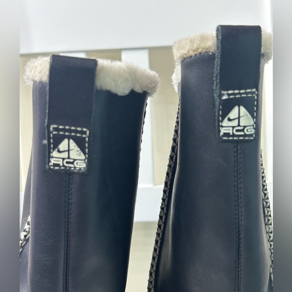 Nike Women Winter Boots Sz 6 ACG Puddle Proof Valenka Wool PullOn Moccasin Black - Picture 6 of 10